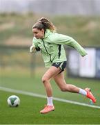 18 February 2025; Leanne Kiernan during a Republic of Ireland women's training session at the FAI National Training Centre in Abbotstown, Dublin. Photo by Stephen McCarthy/Sportsfile