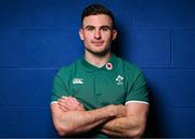 18 February 2025; Shane Daly poses for a portrait after an Ireland A Rugby team media conference at the IRFU High Performance Centre in Dublin. Photo by Brendan Moran/Sportsfile