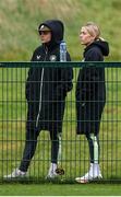 19 February 2025; Republic of Ireland Women's senior team players Leanne Kiernan and Denise O'Sullivan during a training match between Republic of Ireland Women's Development Team and Republic of Ireland Women's U19's at the FAI National Training Centre in Abbotstown, Dublin. Photo by Stephen McCarthy/Sportsfile