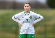 19 February 2025; Emily Whelan of Republic of Ireland Women's Development Team during a match between Repubic of Ireland Women's Development Team and Republic of Ireland Women's U19's at the FAI National Training Centre in Abbotstown, Dublin. Photo by Stephen McCarthy/Sportsfile