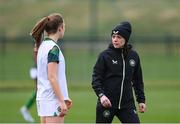 19 February 2025; Republic of Ireland U19's coach Áine O'Gorman during a match between Repubic of Ireland Women's Development Team and Republic of Ireland Women's U19's at the FAI National Training Centre in Abbotstown, Dublin. Photo by Stephen McCarthy/Sportsfile