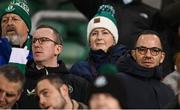 20 February 2025; FAI chief executive officer David Courell, left, and FAI chief football officer Marc Canham in attendance during the UEFA Conference League knockout phase play-off second leg match between Shamrock Rovers and Molde at Tallaght Stadium in Dublin. Photo by Stephen McCarthy/Sportsfile