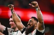 22 February 2025; Bundee Aki of Ireland after the Guinness Six Nations Rugby Championship match between Wales and Ireland at the Principality Stadium in Cardiff, Wales. Photo by Ben McShane/Sportsfile