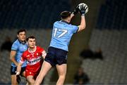 22 February 2025; Luke Breathnach of Dublin scores a goal that was ruled out by referee Noel Mooney during the Allianz Football League Division 1 match between Dublin and Derry at Croke Park in Dublin. Photo by Piaras Ó Mídheach/Sportsfile