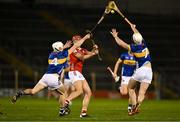 22 February 2025; Brian Hayes of Cork in action against Bryan O'Mara and Michael Breen of Tipperary during the Allianz Hurling League Division 1A match between Tipperary and Cork at FBD Semple Stadium in Thurles, Tipperary. Photo by Brendan Moran/Sportsfile