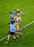 22 February 2025; John Hetherton of Dublin in action against Killian Sampson of Offaly during the Allianz Hurling League Division 1B match between Dublin and Offaly at Croke Park in Dublin. Photo by Daire Brennan/Sportsfile