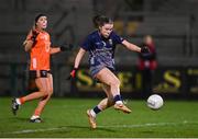 22 February 2025; Saoirse Lally of Mayo scores her side's first goal during the Lidl Ladies National Football League Division 1 match between Armagh and Mayo at the BOX-IT Athletic Grounds in Armagh. Photo by David Fitzgerald/Sportsfile