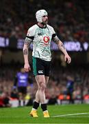 22 February 2025; Mack Hansen of Ireland during the Guinness Six Nations Rugby Championship match between Wales and Ireland at the Principality Stadium in Cardiff, Wales. Photo by Seb Daly/Sportsfile