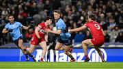 22 February 2025; Tom Lahiff of Dublin in action against Anton Tohill of Derry during the Allianz Football League Division 1 match between Dublin and Derry at Croke Park in Dublin. Photo by Daire Brennan/Sportsfile