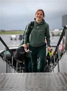 23 February 2025; Emily Murphy at Dublin Airport ahead of the team's departure to Slovenia for their UEFA Women's Nations League League B match against Slovenia on Tuesday. Photo by Stephen McCarthy/Sportsfile