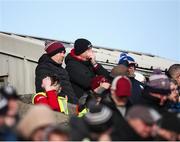 23 February 2025; Former Westmeath player and manager Dessie Dolan, left, in attendance during the Allianz Football League Division 2 match between Westmeath and Cavan at TEG Cusack Park in Mullingar, Westmeath. Photo by Michael P Ryan/Sportsfile