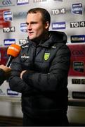 23 February 2025; Donegal selector Neil McGee is interviewed by TG4 before the Allianz Football League Division 1 match between Galway and Donegal at Pearse Stadium in Galway. Photo by Piaras Ó Mídheach/Sportsfile