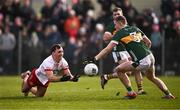 23 February 2025; Darragh Canavan of Tyrone in action against Jason Foley of Kerry during the Allianz Football League Division 1 match between Tyrone and Kerry at Pomeroy Plunkett's GAA Club in Pomeroy, Tyrone. Photo by Ramsey Cardy/Sportsfile