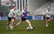 24 February 2025; Megan Connolly is tackled by Emily Murphy during a Republic of Ireland women's training session at Bonifika Stadium in Koper, Slovenia. Photo by Stephen McCarthy/Sportsfile