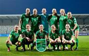 25 February 2025; The Republic of Ireland team, back row, from left, Anna Patten, Megan Connolly, Courtney Brosnan, Kyra Carusa, Amber Barrett and Ruesha Littlejohn; front row, from left, Katie McCabe, Aoife Mannion, Denise O’Sullivan, Heather Payne and Lucy Quinn, before the UEFA Women's Nations League B match between Slovenia and Republic of Ireland at Bonifika Stadium in Koper, Slovenia. Photo by Stephen McCarthy/Sportsfile