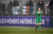 25 February 2025; Lucy Quinn of Republic of Ireland after her side's defeat in the UEFA Women's Nations League B match between Slovenia and Republic of Ireland at Bonifika Stadium in Koper, Slovenia. Photo by Stephen McCarthy/Sportsfile