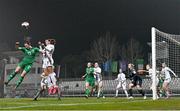 25 February 2025; Lucy Quinn of Republic of Ireland and Nina Kajzba of Slovenia during the UEFA Women's Nations League B match between Slovenia and Republic of Ireland at Bonifika Stadium in Koper, Slovenia. Photo by Stephen McCarthy/Sportsfile