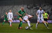 25 February 2025; Denise O’Sullivan of Republic of Ireland in action against Sara Makovec of Slovenia during the UEFA Women's Nations League B match between Slovenia and Republic of Ireland at Bonifika Stadium in Koper, Slovenia. Photo by Stephen McCarthy/Sportsfile