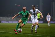 25 February 2025; Denise O’Sullivan of Republic of Ireland in action against Kaja Korošec of Slovenia during the UEFA Women's Nations League B match between Slovenia and Republic of Ireland at Bonifika Stadium in Koper, Slovenia. Photo by Stephen McCarthy/Sportsfile