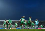 25 February 2025; Republic of Ireland players before the UEFA Women's Nations League B match between Slovenia and Republic of Ireland at Bonifika Stadium in Koper, Slovenia. Photo by Stephen McCarthy/Sportsfile
