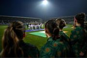 25 February 2025; Republic of Ireland players before the UEFA Women's Nations League B match between Slovenia and Republic of Ireland at Bonifika Stadium in Koper, Slovenia. Photo by Stephen McCarthy/Sportsfile