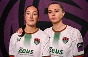 25 February 2025; Aoibhin Donnelly, left, and Eva Mangan during a Cork City squad portraits session at Bishopstown Stadium in Cork. Photo by Brendan Moran/Sportsfile