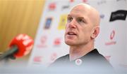 27 February 2025; Forwards coach Paul O'Connell during an Ireland Rugby media conference after an open training session at the Aviva Stadium in Dublin. Photo by Seb Daly/Sportsfile