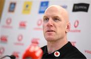 27 February 2025; Forwards coach Paul O'Connell during an Ireland Rugby media conference after an open training session at the Aviva Stadium in Dublin. Photo by Seb Daly/Sportsfile