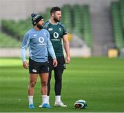 27 February 2025; Jamison Gibson-Park, left, and Robbie Henshaw during an Ireland Rugby Open Training Session at the Aviva Stadium in Dublin. Photo by Finn Smith/Sportsfile