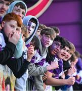 27 February 2025; Clongowes Wood College supporters look on in the final moments of the Bank of Ireland Leinster Rugby Boys Schools Junior Cup second round match between Clongowes Wood College and Newbridge College at Energia Park in Dublin. Photo by Shauna Clinton/Sportsfile