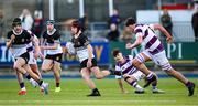 27 February 2025; Lucas Flynn of Newbridge College during the Bank of Ireland Leinster Rugby Boys Schools Junior Cup second round match between Clongowes Wood College and Newbridge College at Energia Park in Dublin. Photo by Shauna Clinton/Sportsfile