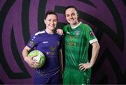 27 February 2025; Becky Cassin and goalkeeper Maria O'Sullivan during a Wexford FC squad portraits session at SETU Carlow Campus in Carlow. Photo by David Fitzgerald/Sportsfile