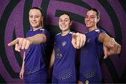 27 February 2025; Lauren Kelly, Orlaith Conlon and Aoife Kelly during a Wexford FC squad portraits session at SETU Carlow Campus in Carlow. Photo by David Fitzgerald/Sportsfile