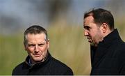 28 February 2025; Republic of Ireland MNT assistant head coach John O'Shea and Republic of Ireland U21's manager Jim Crawford, left, in attendance during the U16 Boys International Friendly match between Repubic of Ireland and Finland at the FAI National Training Centre in Abbotstown, Dublin. Photo by Piaras Ó Mídheach/Sportsfile