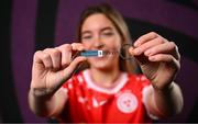 27 February 2025; Kate Mooney during a Shelbourne squad portraits session at Tolka Park in Dublin. Photo by Seb Daly/Sportsfile