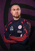 27 February 2025; Manager Eoin Wearen during a Shelbourne squad portraits session at Tolka Park in Dublin. Photo by Seb Daly/Sportsfile