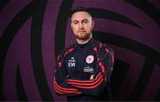 27 February 2025; Manager Eoin Wearen during a Shelbourne squad portraits session at Tolka Park in Dublin. Photo by Seb Daly/Sportsfile