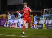 28 February 2025; Sean Boyd of Shelbourne celebrates after team-mate Harry Wood, not pictured, scored their first goal during the SSE Airtricity Men's Premier Division match between Shelbourne and Shamrock Rovers at Tolka Park in Dublin. Photo by Stephen McCarthy/Sportsfile