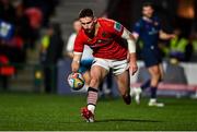 28 February 2025; Ben O'Connor of Munster scores his side's third try during the United Rugby Championship match between Munster and Edinburgh at Virgin Media Park in Cork. Photo by Tyler Miller/Sportsfile