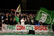 28 February 2025; Cork City supporters celebrate after the SSE Airtricity Men's Premier Division match between Cork City and Bohemians at Turner's Cross in Cork. Photo by Michael P Ryan/Sportsfile