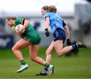 1 March 2025; Vikki Wall of Meath in action against Grace Kós of Dublin during the Lidl Ladies National Football League Division 1 match between Dublin and Meath at Parnell Park in Dublin. Photo by Ray McManus/Sportsfile