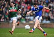 1 March 2025; Brian Ó Beaglaoich of Kerry in action against Sam Callinan of Mayo during the Allianz Football League Division 1 match between Mayo and Kerry at Hastings Insurance MacHale Park in Castlebar, Mayo. Photo by David Fitzgerald/Sportsfile