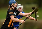 1 March 2025; Mary O'Connell of Kilkenny is tackled by Niamh Treacy of Tipperary during the Very National Camogie League Division 1A match between between Tipperary and Kilkenny at The Ragg GAA Grounds in Tipperary. Photo by Tom Beary/Sportsfile