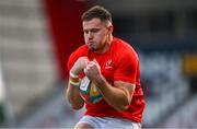 1 March 2025; Jacob Stockdale of Ulster warms up before the United Rugby Championship match between Ulster and Scarlets at the Kingspan Stadium in Belfast. Photo by Shauna Clinton/Sportsfile