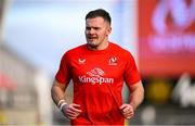 1 March 2025; Jacob Stockdale of Ulster warms up before the United Rugby Championship match between Ulster and Scarlets at the Kingspan Stadium in Belfast. Photo by Shauna Clinton/Sportsfile