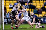 1 March 2025; Anthony Burns of Galway scores his side's first goal during the Allianz Hurling League Division 1A match between Wexford and Galway at Chadwicks Wexford Park in Wexford. Photo by Stephen Marken/Sportsfile
