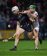 1 March 2025; Rory O'Connor of Wexford in action against Jack Grealish of Galway during the Allianz Hurling League Division 1A match between Wexford and Galway at Chadwicks Wexford Park in Wexford. Photo by Stephen Marken/Sportsfile