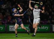 1 March 2025; Séamus Casey of Wexford in action against Jack Grealish of Galway during the Allianz Hurling League Division 1A match between Wexford and Galway at Chadwicks Wexford Park in Wexford. Photo by Stephen Marken/Sportsfile