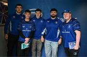 1 March 2025; Leinster players James Culhane, Cormac Foley and Michael Milne with supporters in Autograph Alley before the United Rugby Championship match between Leinster and Cardiff Rugby at the Aviva Stadium in Dublin. Photo by Seb Daly/Sportsfile