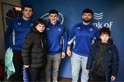 1 March 2025; Leinster players James Culhane, Cormac Foley and Michael Milne with supporters in Autograph Alley before the United Rugby Championship match between Leinster and Cardiff Rugby at the Aviva Stadium in Dublin. Photo by Seb Daly/Sportsfile